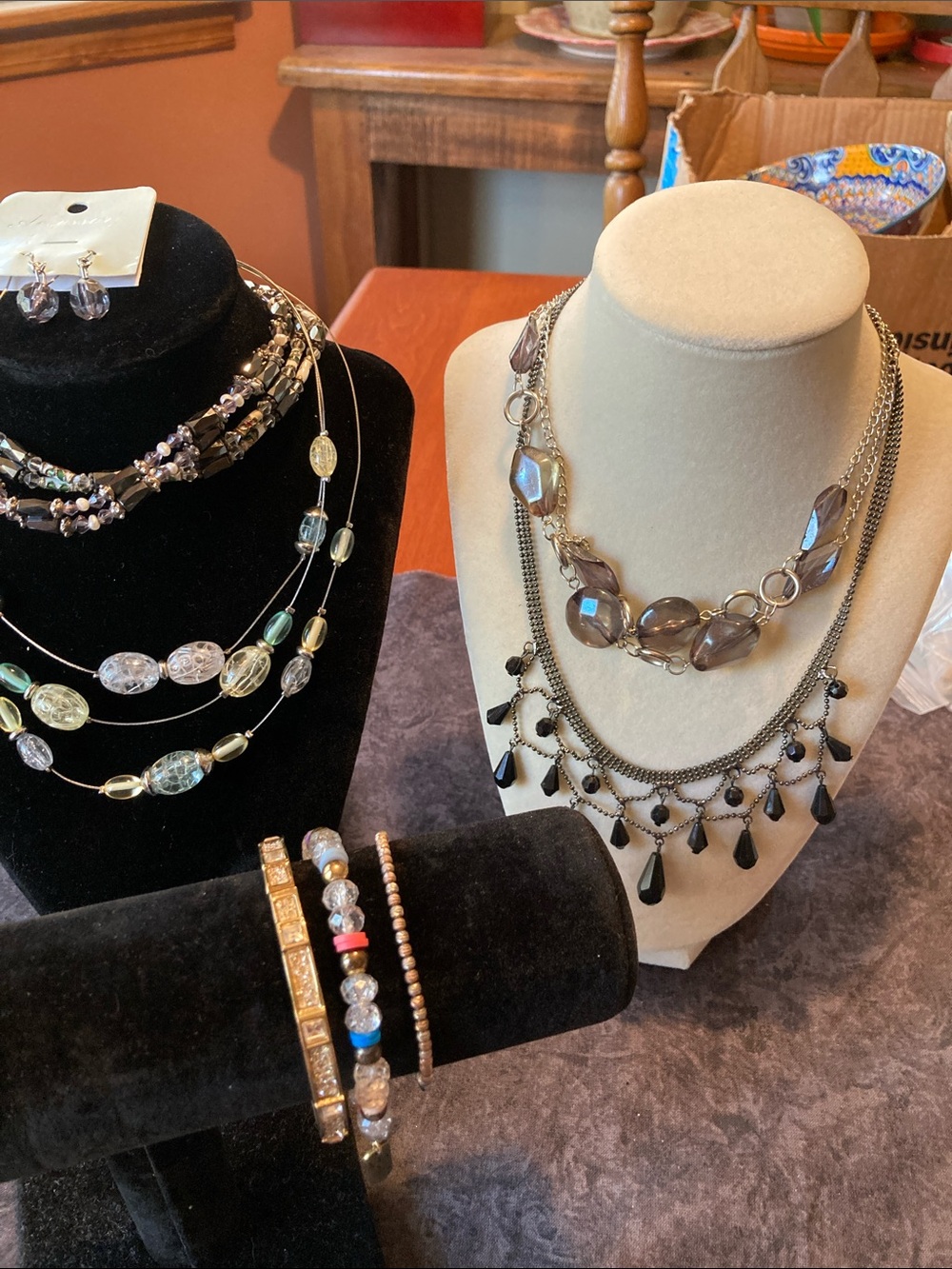 Nine piece jewelry bundle – necklaces, bracelets, and earrings
